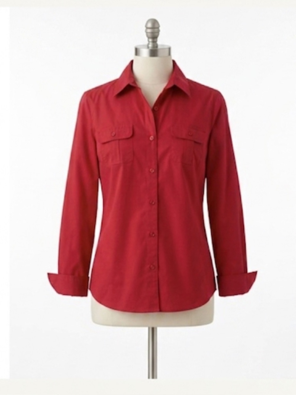 Chico's Button Down Shirt Red Size 2 Medium